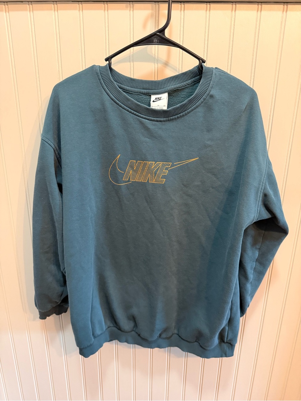 Nike Teal Crewneck Sweatshirt with Gold Logo